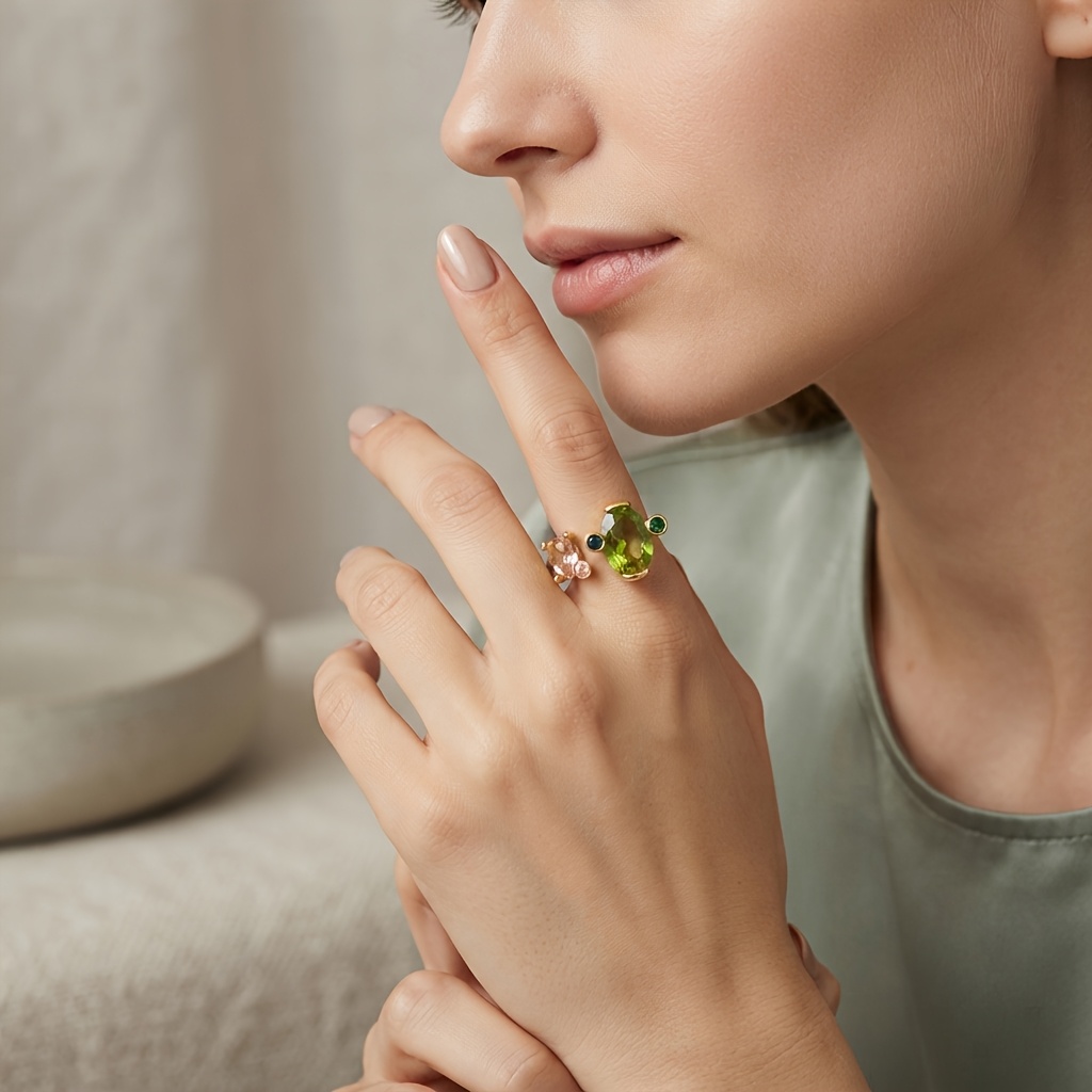 Luxury Multi-Color CZ Adjustable Open Band Ring for Women